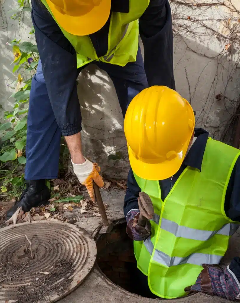 Two Workers Operating In A Confined Space