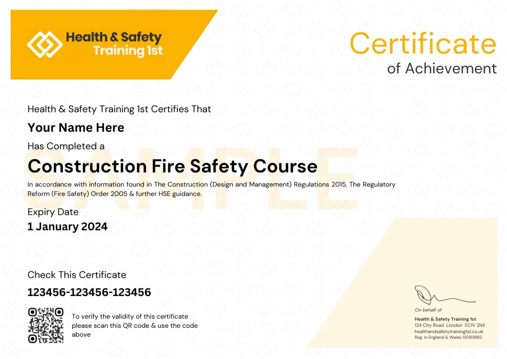 Construction Fire Safety Certificate
