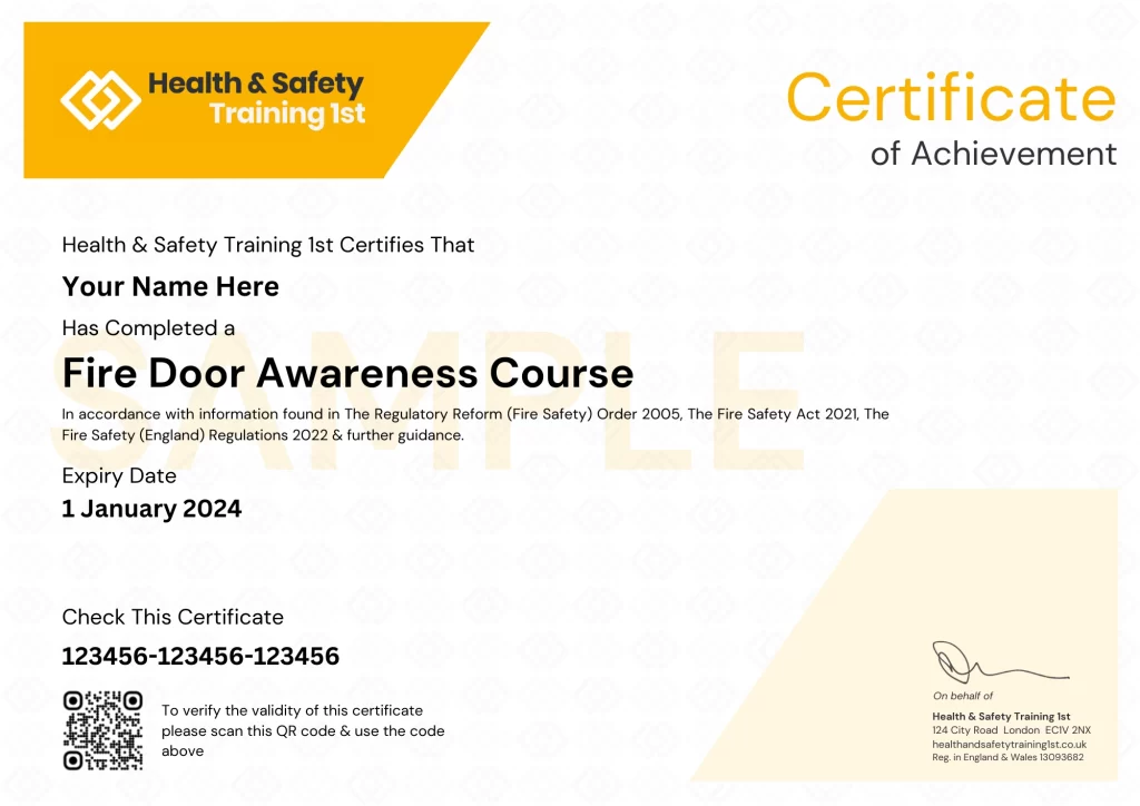 Fire Door Awareness Certificate