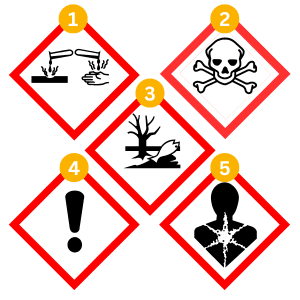 Screenshot of COSHH  mock test with multiple-choice health and safety questions