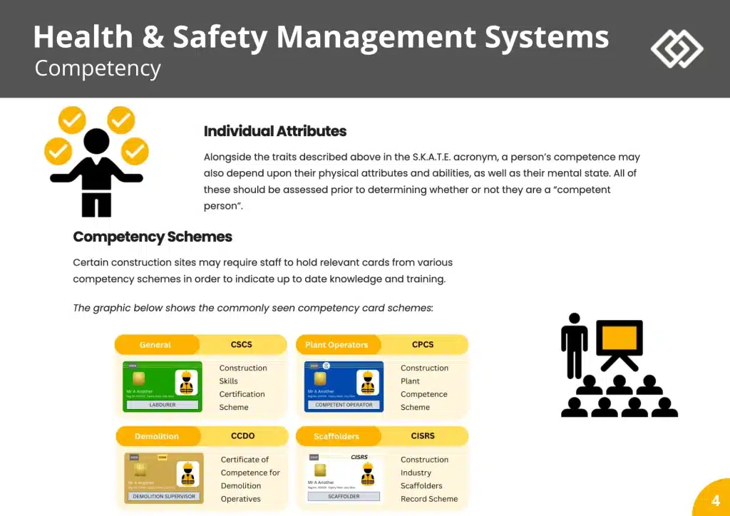 Example course page on Guidance  for supervisors onsite relevant competency schemes