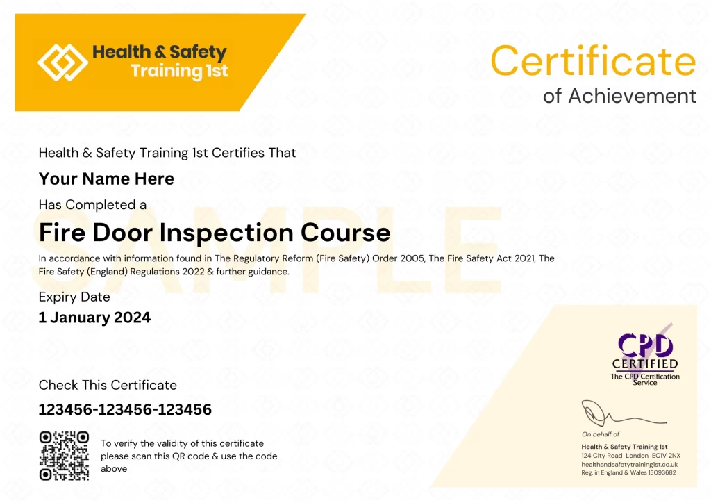Sample course certificate