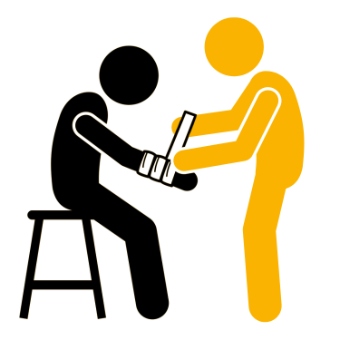 Emergency first aid mock test icon showing chest compressions.