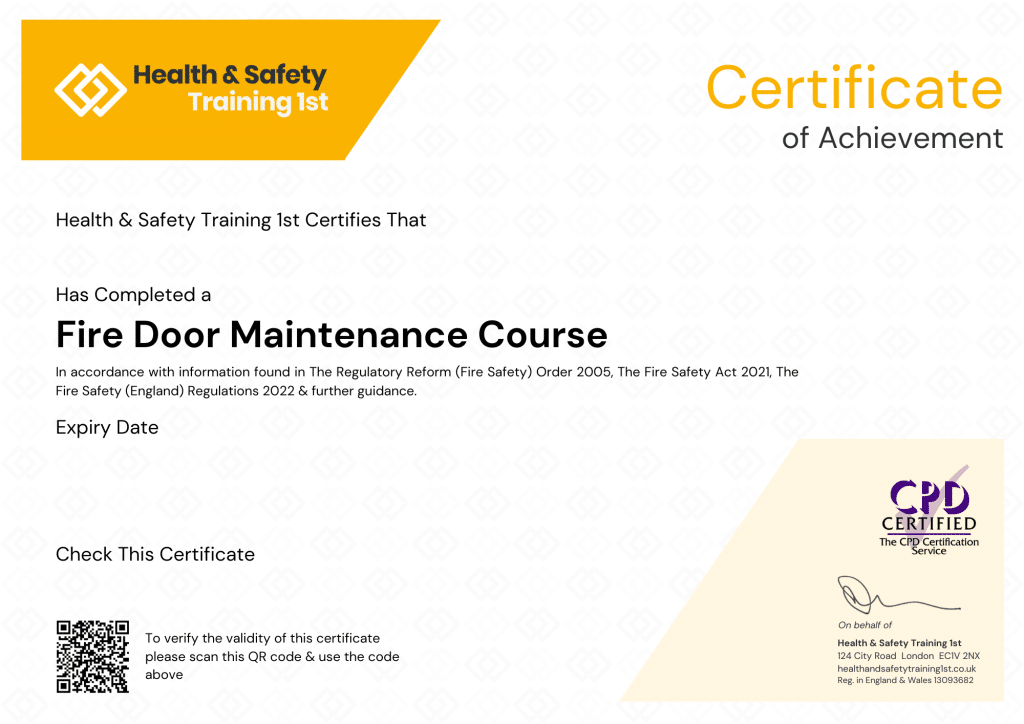 Sample fire door inspection certificate